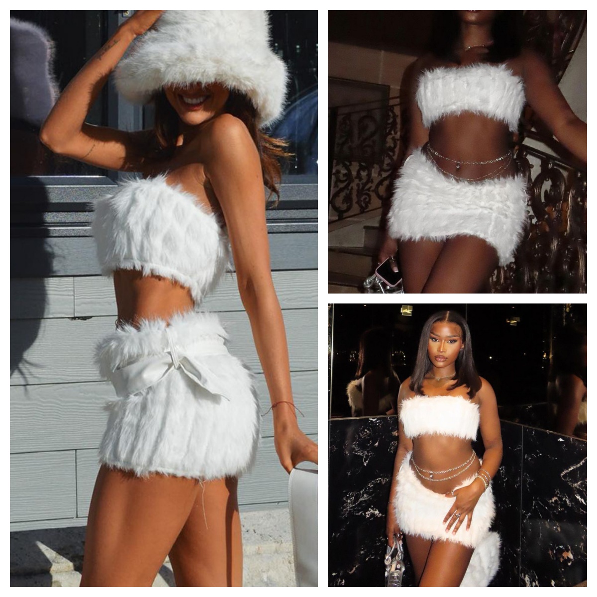 Y2K Coquette Cute Fluffy Knit  - Strapless Bra Backless review and price